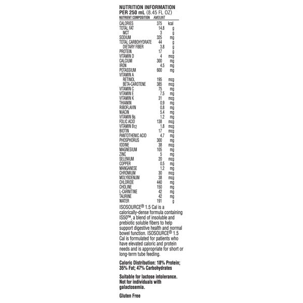 Isosource 1.5 Cal Tube-Feeding Formula, Calorically Dense, Complete Nutrition Online Hot Sale - Image 3