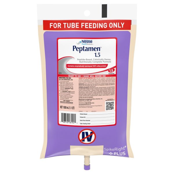Peptamen® 1.5 Ready to Hang Tube Feeding Formula, 33.8 oz. Bag Hot on Sale